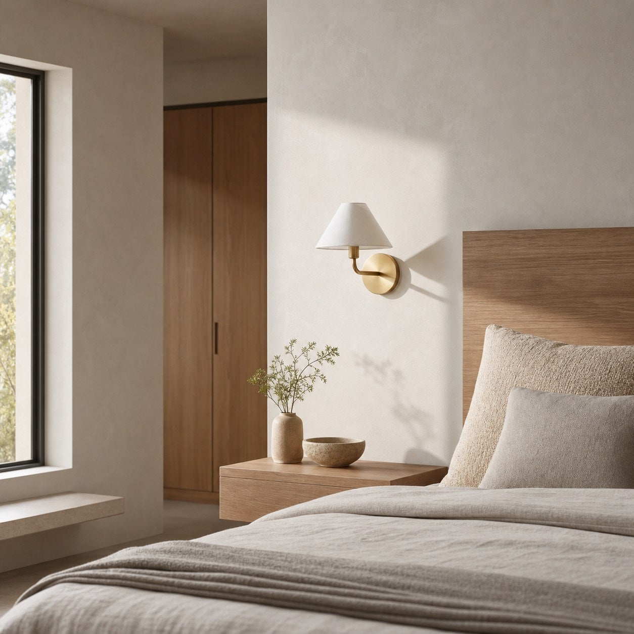 Diora Wall Sconce Light - Modern Brass Fixture with Elegant Shade