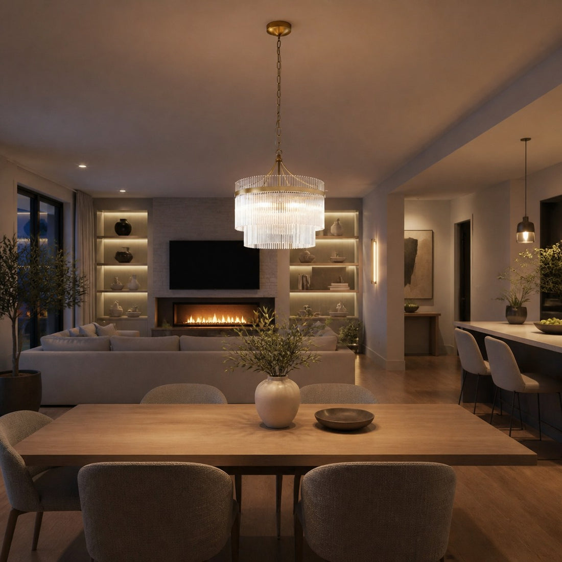 RibGlow Pendant Light – Trio Pendant with Elegant Glass Rods for Dining or Hallway