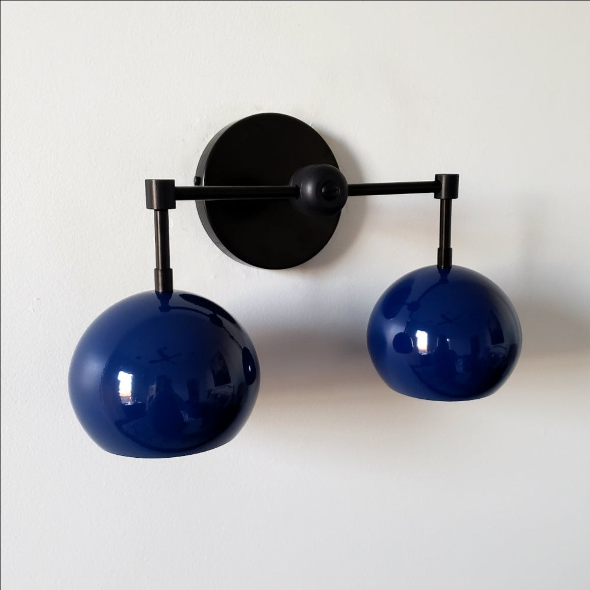 Navy Wall Light - Double Ball Bath Vanity Mirror Wall Sconce