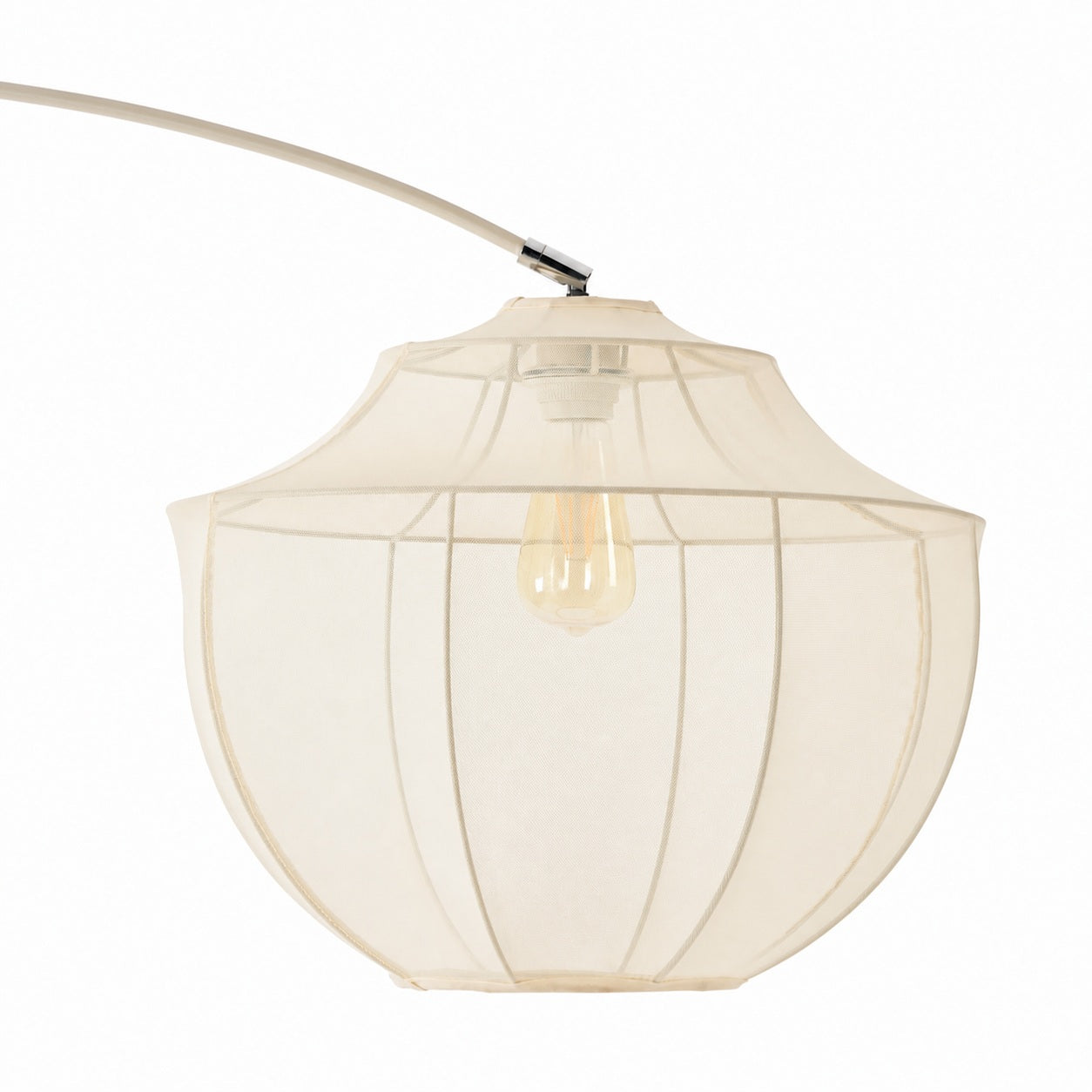Lumifil Arc Floor Lamp Textile Mesh Shade - Metal Stand for Soft Ambient Living Room Lighting