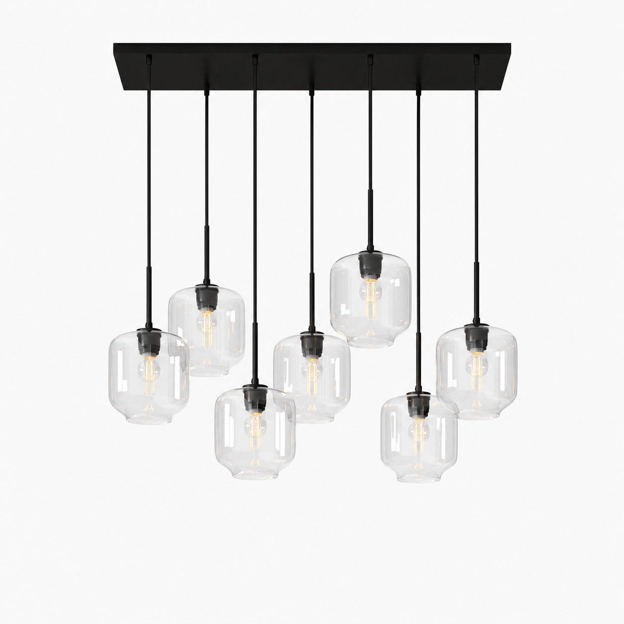Lumivelle Sculptural 7-Light Chandelier – Adjustable Height Modern Glass Pendant