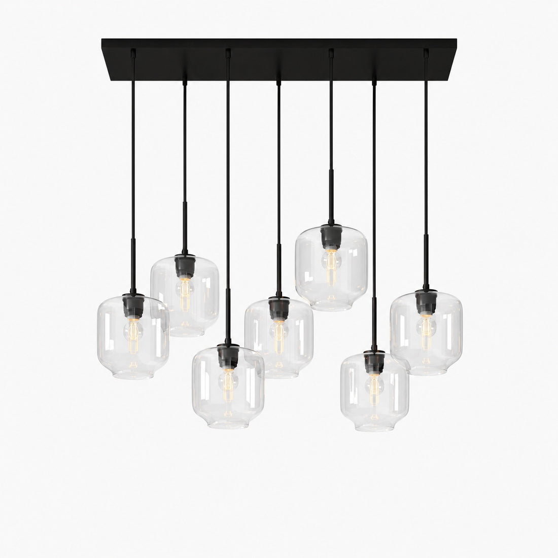 Lumivelle Sculptural 7-Light Chandelier – Adjustable Height Modern Glass Pendant