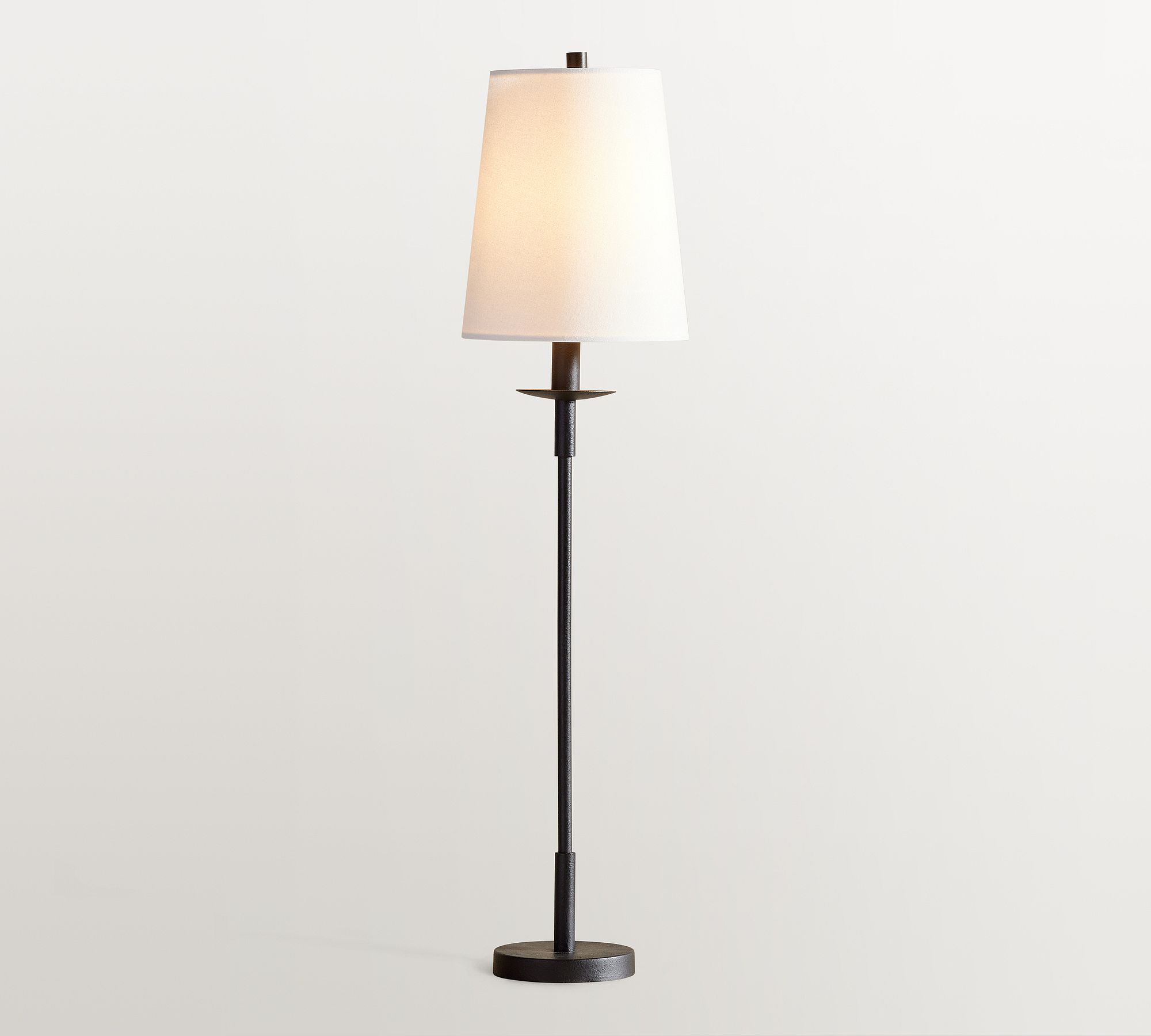Rowan Modern Iron Table Lamp - Industrial Farmhouse Linen Bedside Reading Light