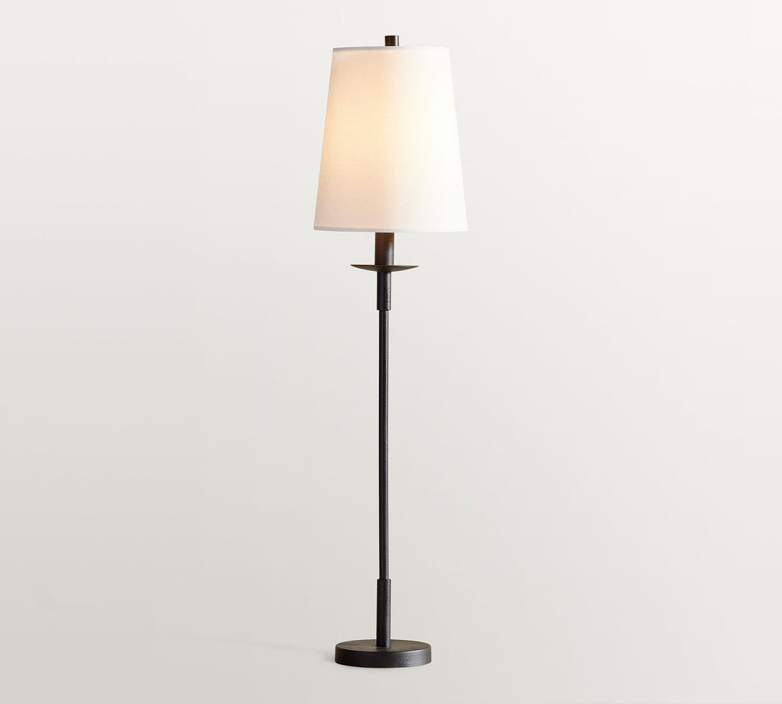 Rowan Modern Iron Table Lamp - Industrial Farmhouse Linen Bedside Reading Light