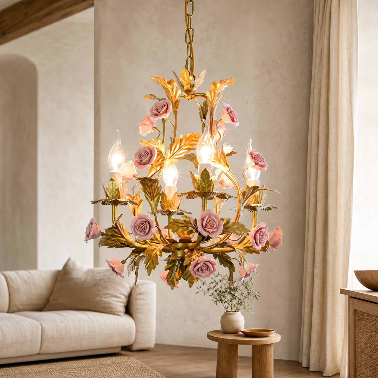 Ceramic Rose Chandelier
