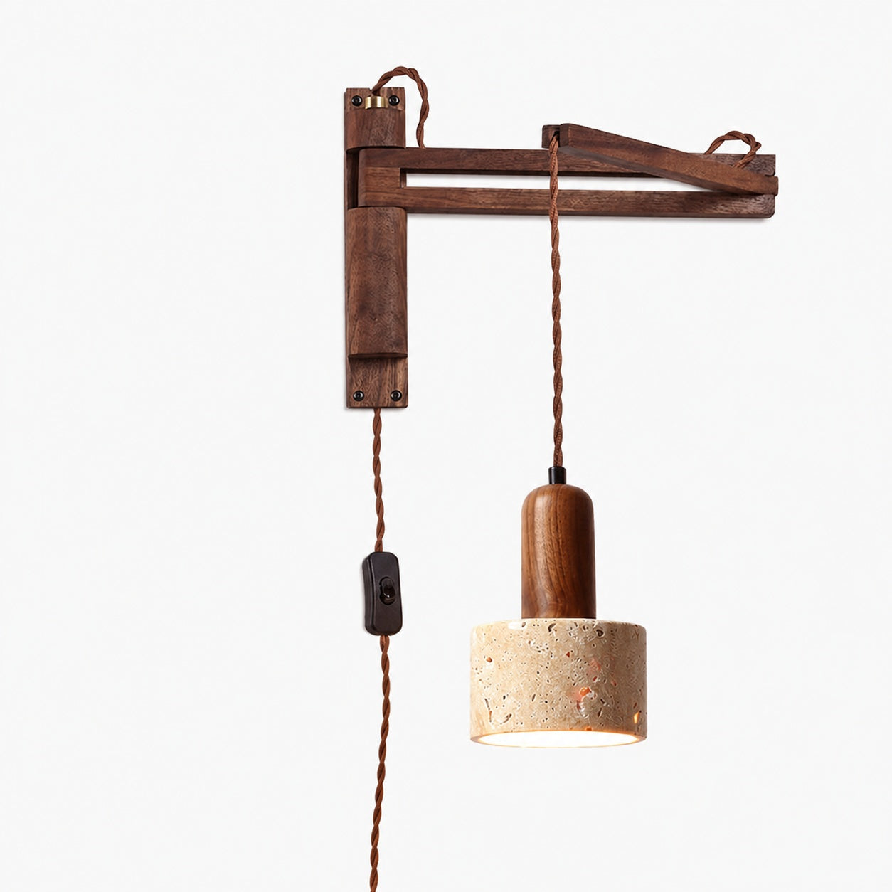 Tia Travertine Swing Arm Plug-in Sconce