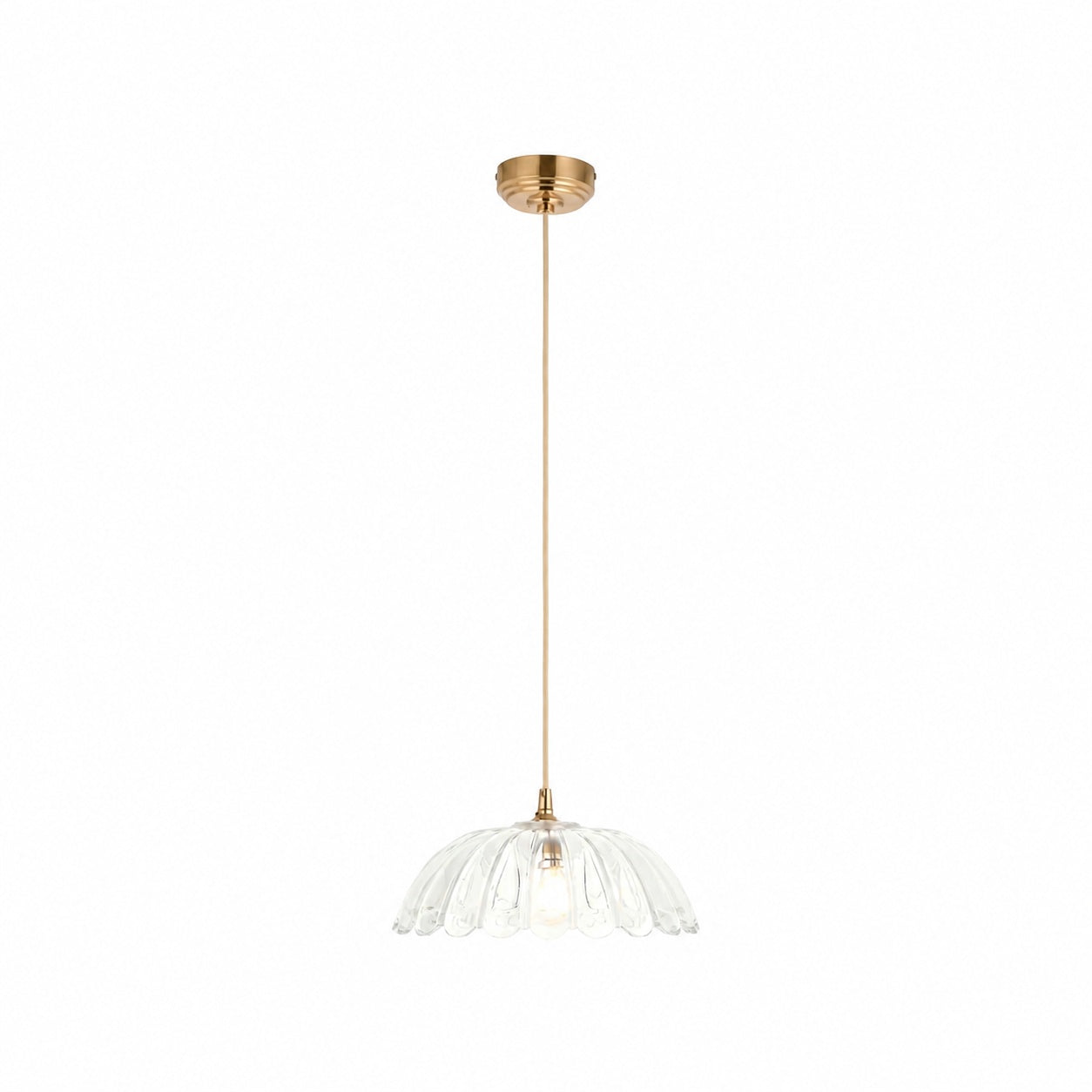 Floriaxis Floral Glass Pendant Light — Floral Glass Shade with Braided Cable for Kitchen or Dining