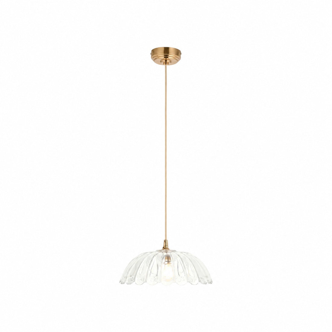 Floriaxis Floral Glass Pendant Light — Floral Glass Shade with Braided Cable for Kitchen or Dining