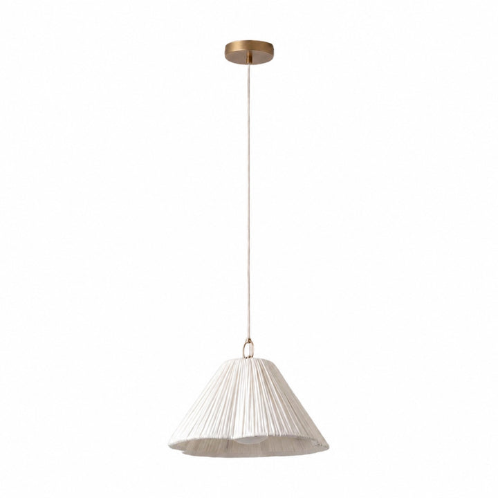 Blossine Linen Scalloped Pendant Light - Layered Shade and Metal Canopy Rustic to Modern