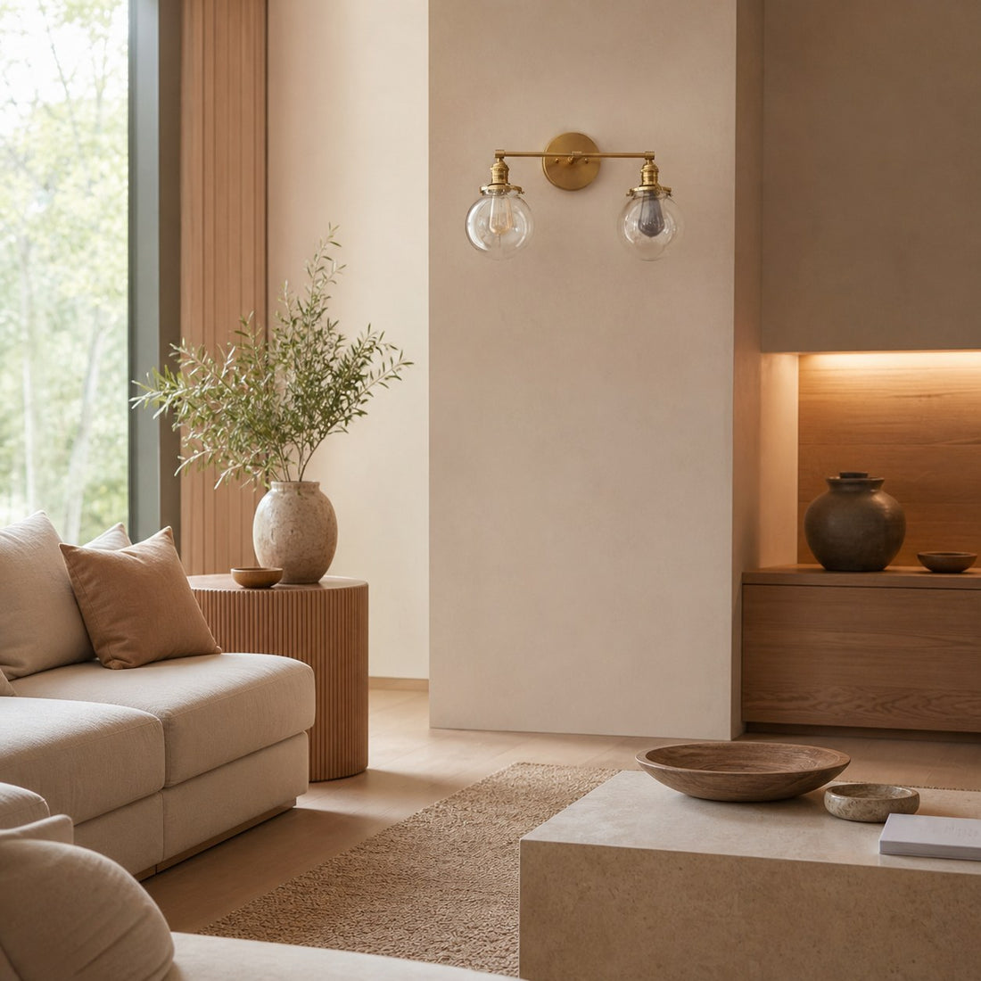 Lumio Globe Glass Globe Vanity Light - Modern Two Light Bathroom Sconce