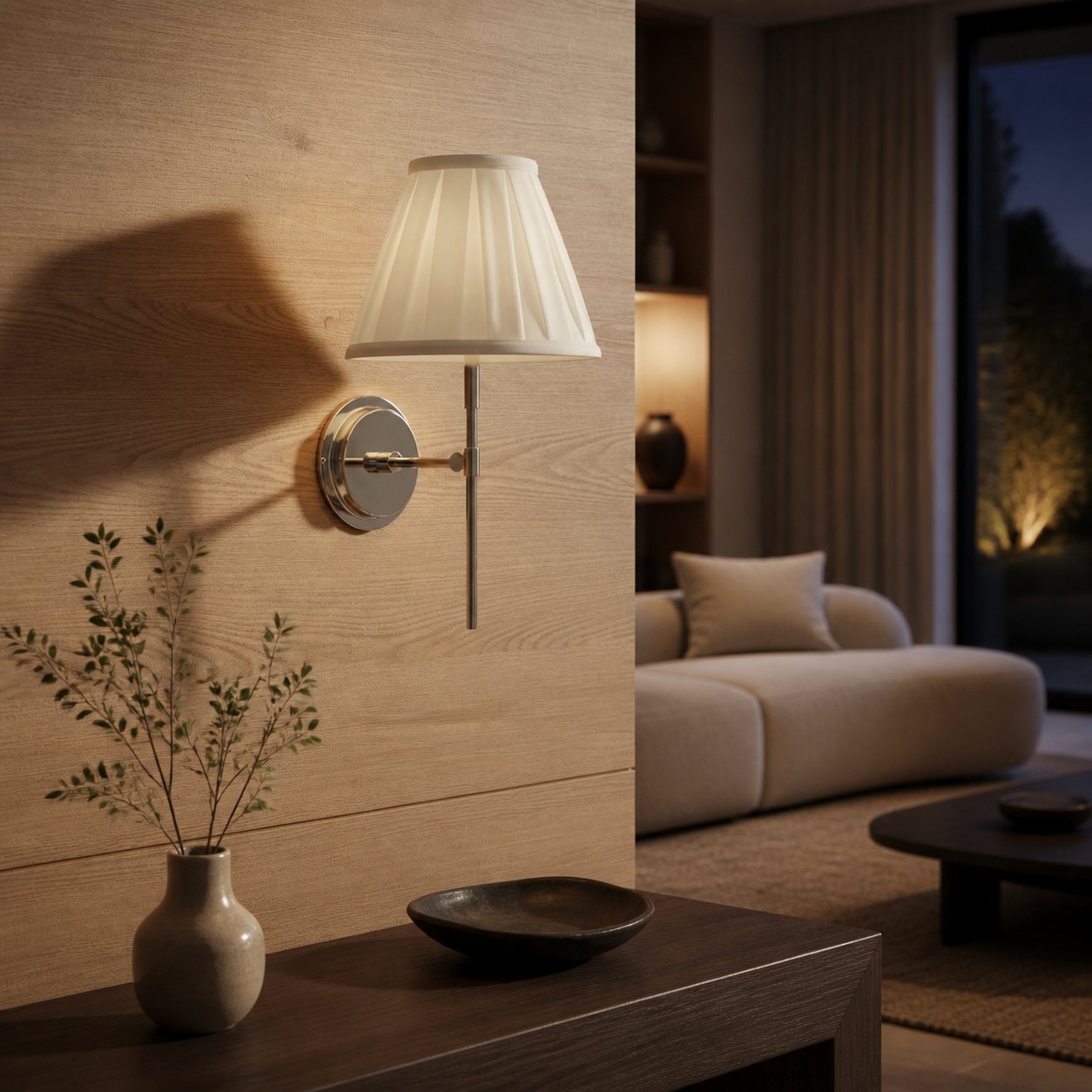 Cremaris Metal Wall Light with Fabric Shade - Timeless Sconce for Interior Lighting
