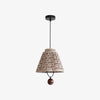 Solmire Fabric Pendant Light - Floral Pleated Shade with Wood and Iron Accents for Dining Room and Kitchen Island