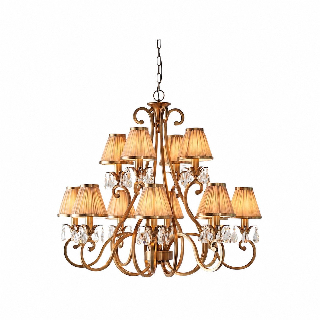 Talonis Multi-light Fabric Chandelier - Elegant Metal Curved Arms for Dining and Living