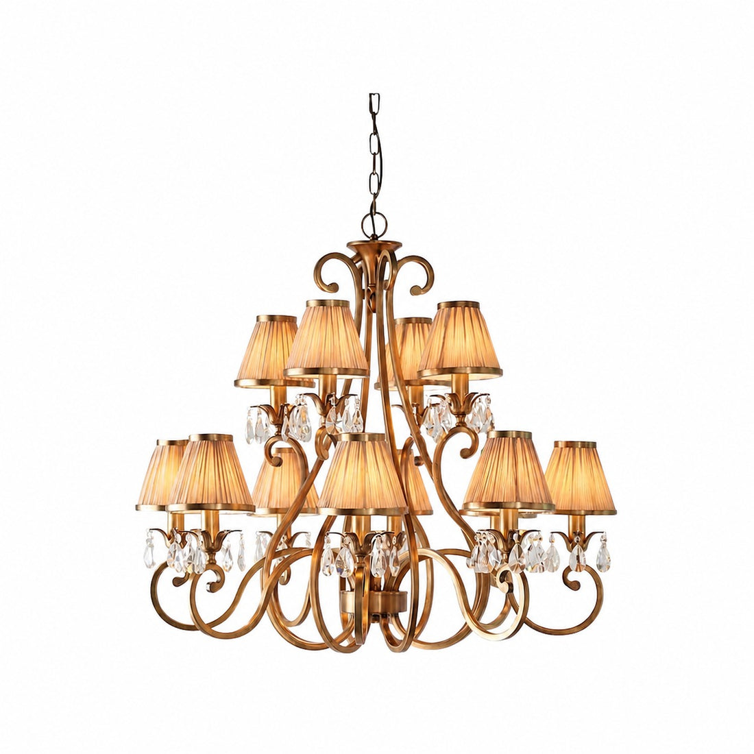 Talonis Multi-light Fabric Chandelier - Elegant Metal Curved Arms for Dining and Living
