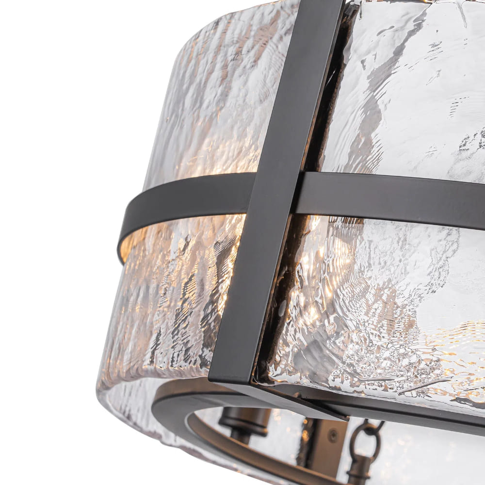 Modern Wide Drum Pendant Lamp – Clear Glass Chandelier For Living Room