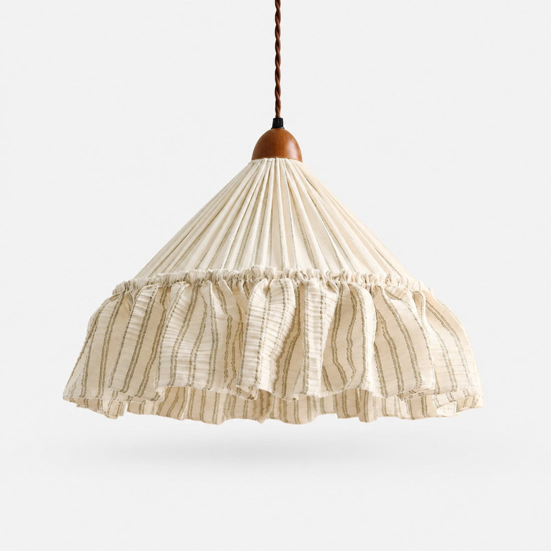 French Country Ruffled Fabric Pendant Light