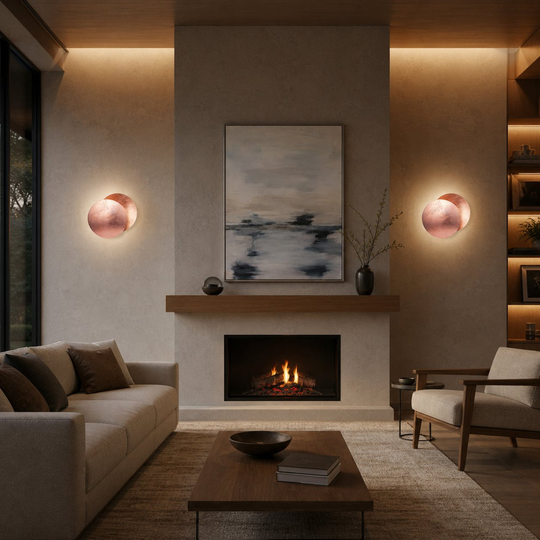 Discola Disc Wall Lamp – Modern Copper Halo Design with Circular Shade for Living Room or Bedroom N20