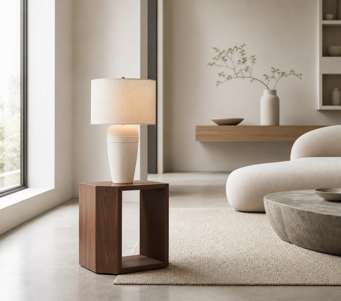 Ceruna Table Lamp with Textured Ceramic Base and Soft Glow for Bedroom Nightstand