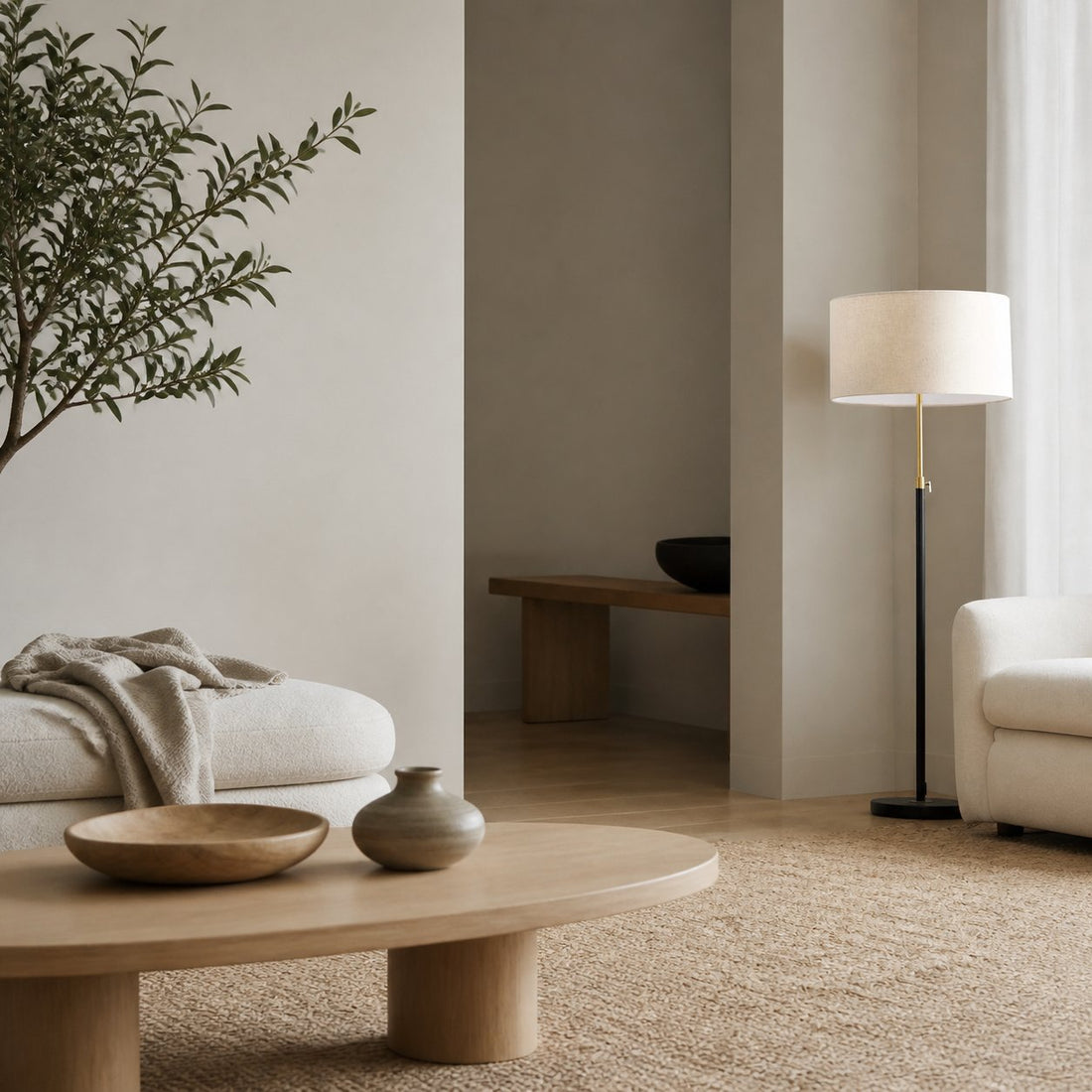 Mavora Adjustable Floor Lamp - Modern Telescoping Light with Linen Shade for Reading
