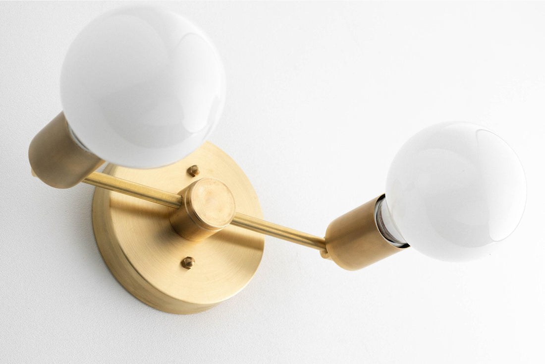 Glorica Glass Vanity Light - Modern Brass Wall Sconce for Bathroom Style