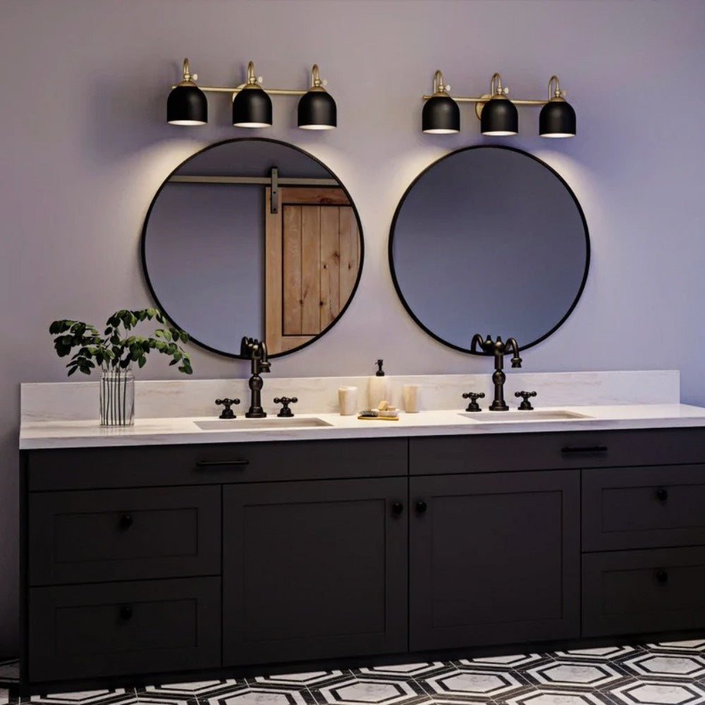 Farmhouse Metal Shade Bath Vanity Light - Chrome Polished Wall Sconce