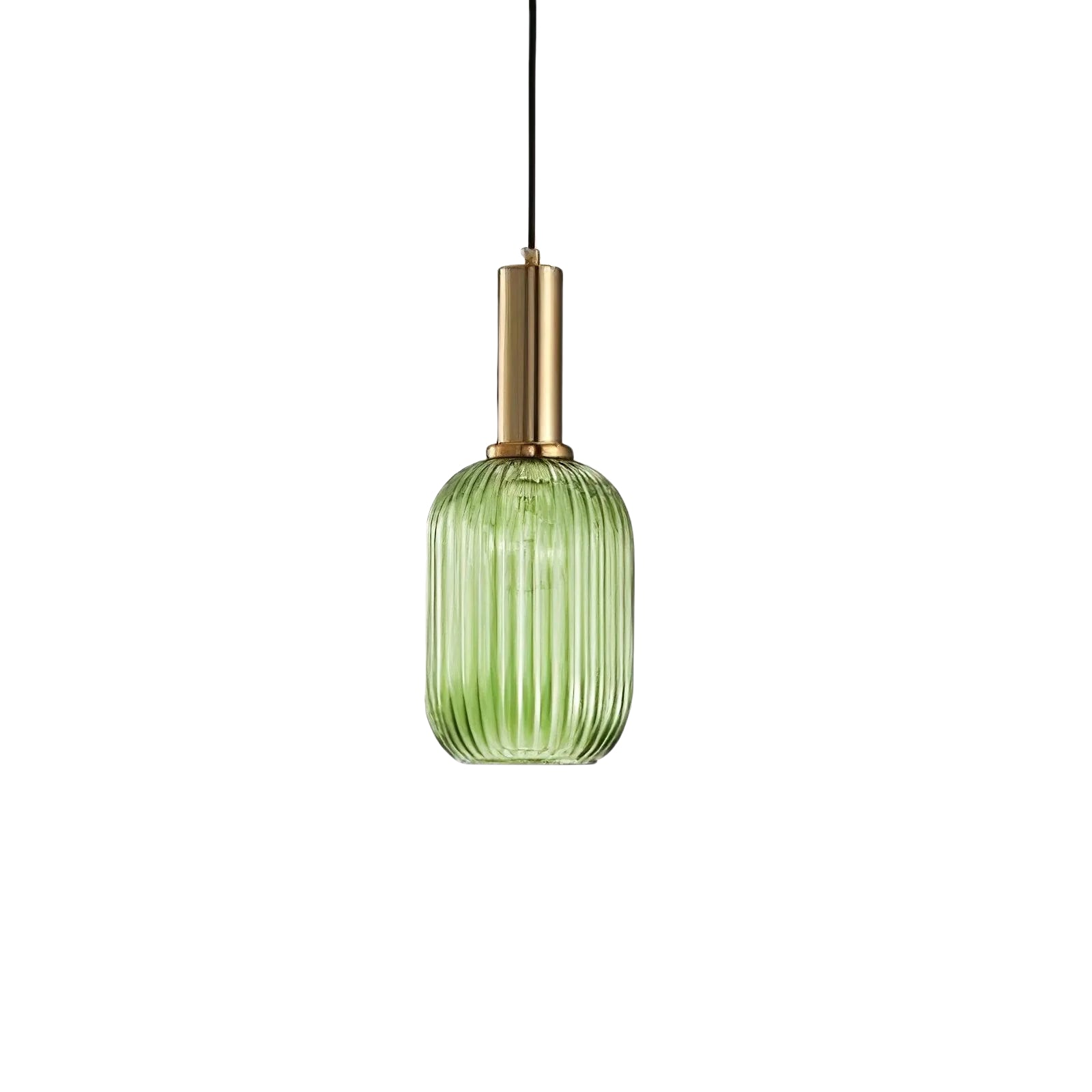 Ribbed Stained Glass Pendant Lamp – Retro Lantern Shape Hanging Light