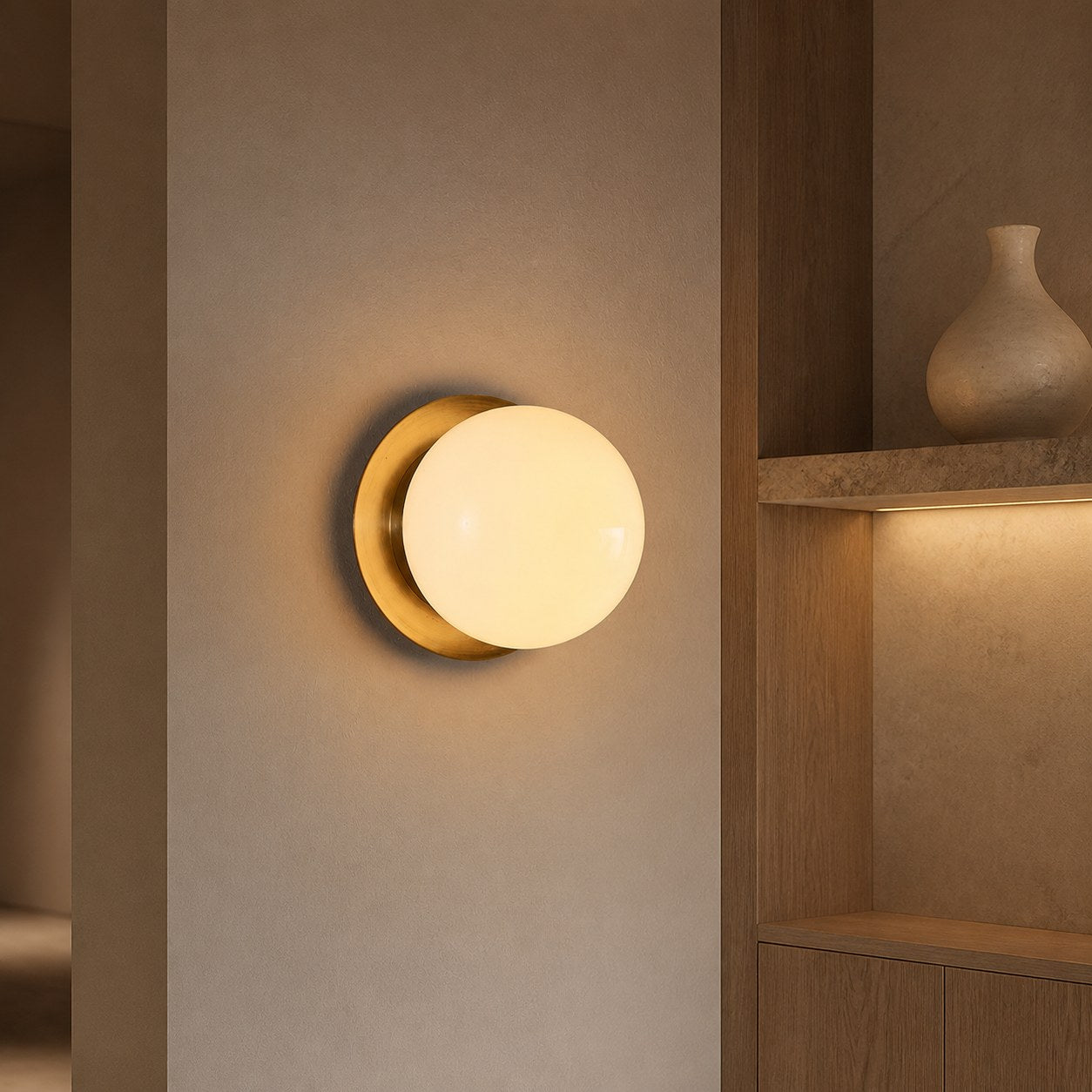 Rivolence Wall Sconce – Antique Brass Milk Glass Light