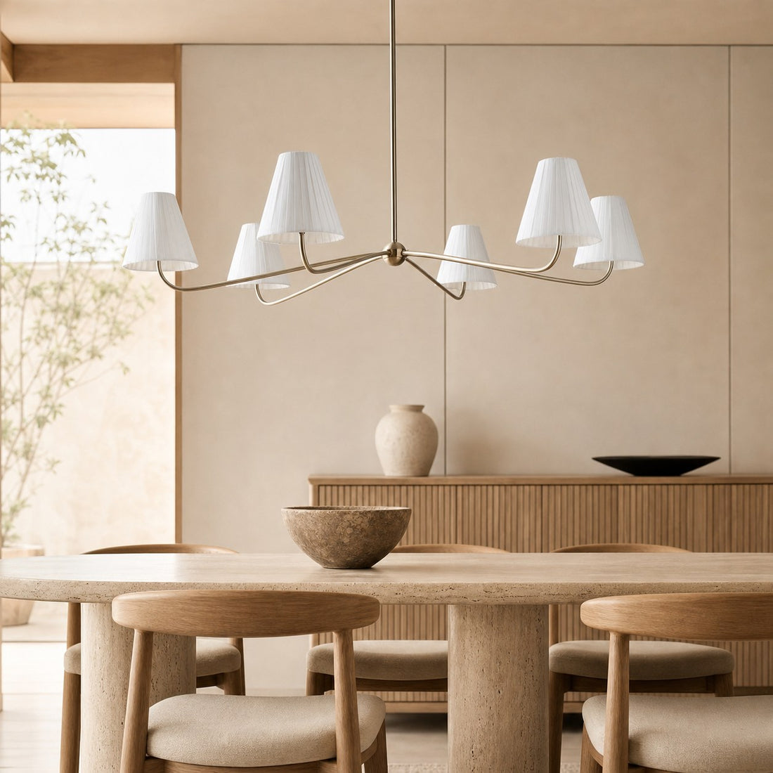 Fibura Metal Modern Linen Shade Linear Chandelier - Clean Lines