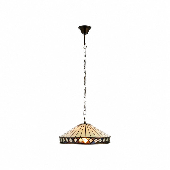 TF Fargo Pendant Light - Tiffany Style Lighting with an Art Deco Shade and Adjustable Chain