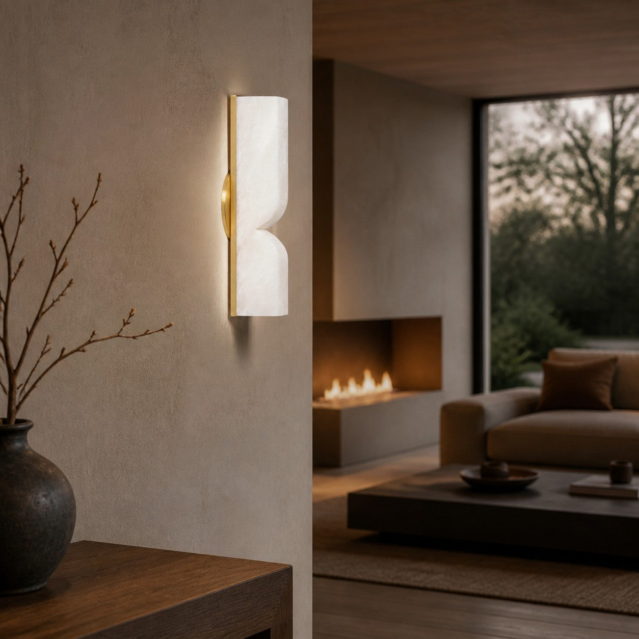 Modern Rectangular Alabaster Wall Lamp – Minimalist Sconce for Bedroom Hallway Living Room