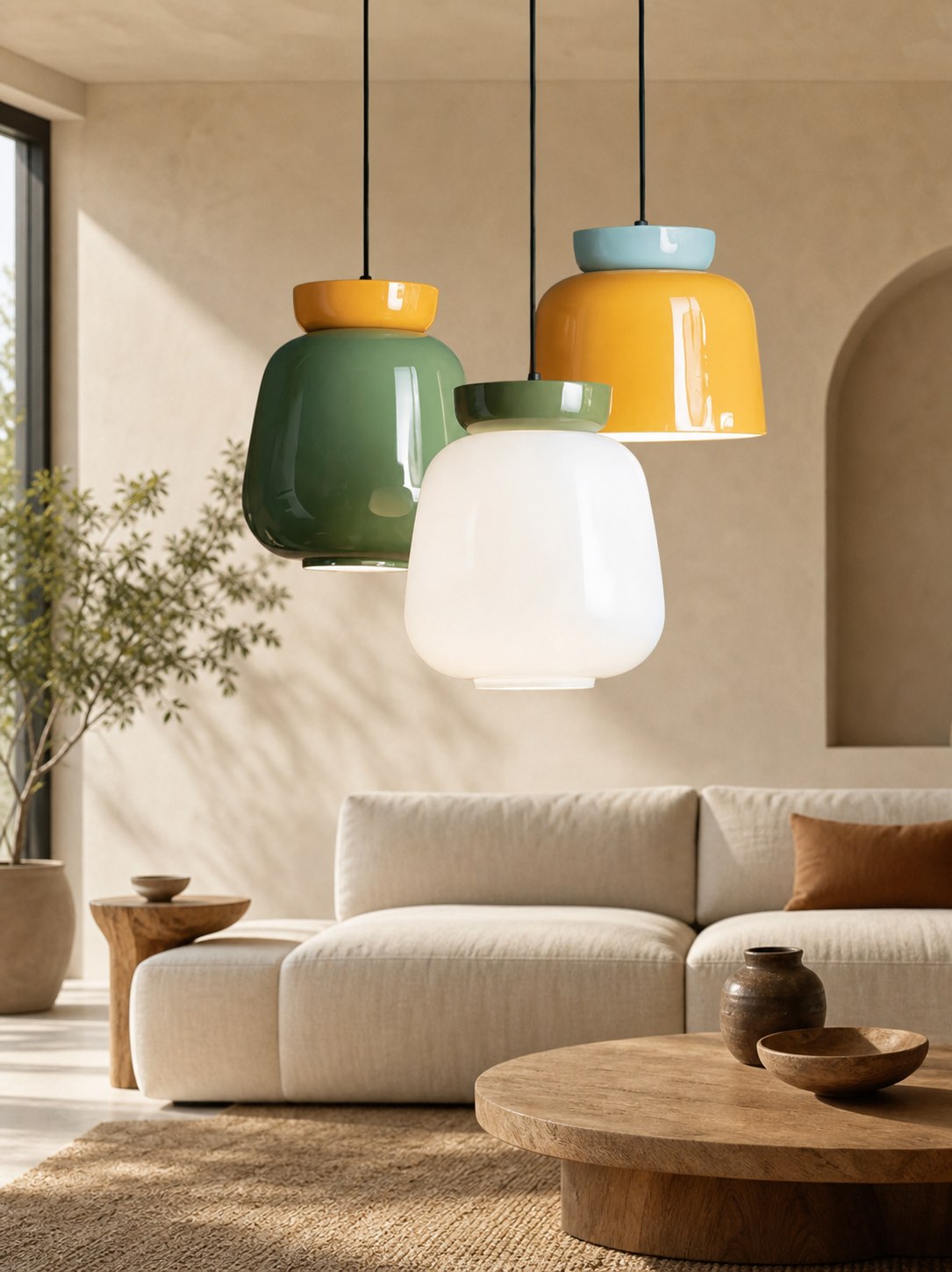 Fiesta Colorful Bowl Shaped Nordic Ceramic Pendant Lamp