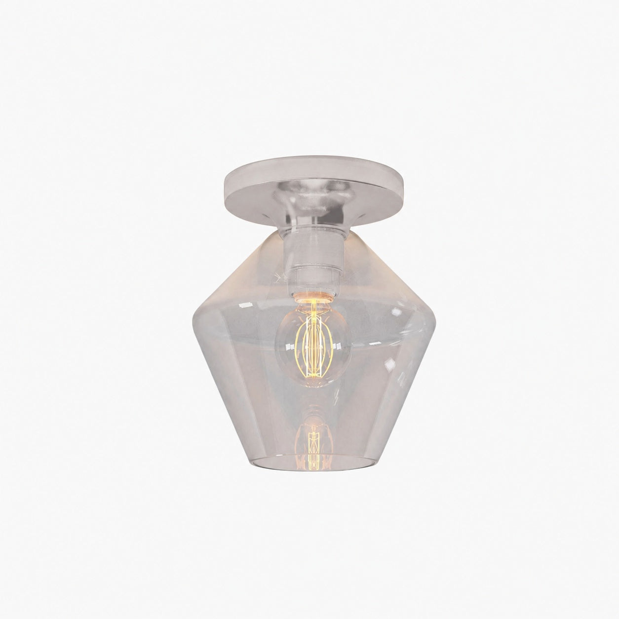 Merin Minimalist Sleek Geometric Glass Flushmount Light