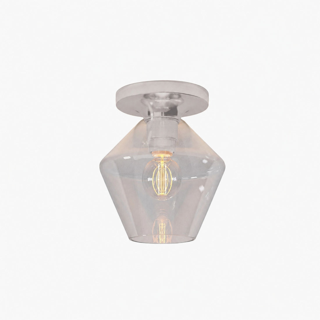 Merin Minimalist Sleek Geometric Glass Flushmount Light