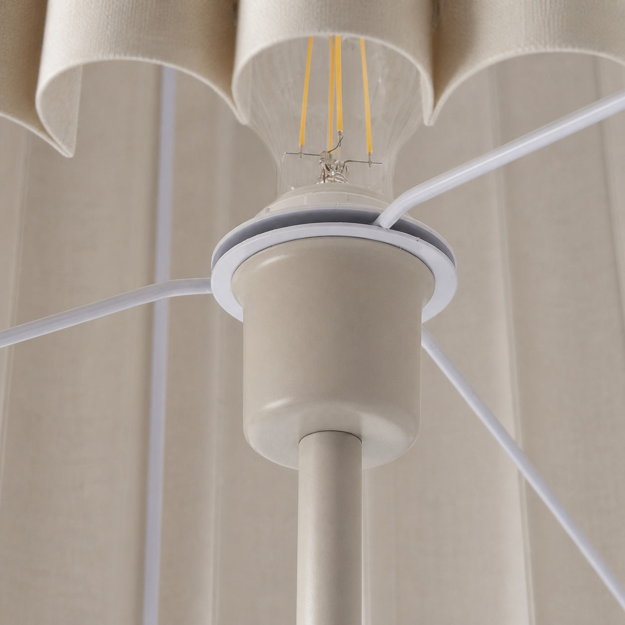 Velura Stand Floor Lamp - Beige Linen Shade and Metal Stand