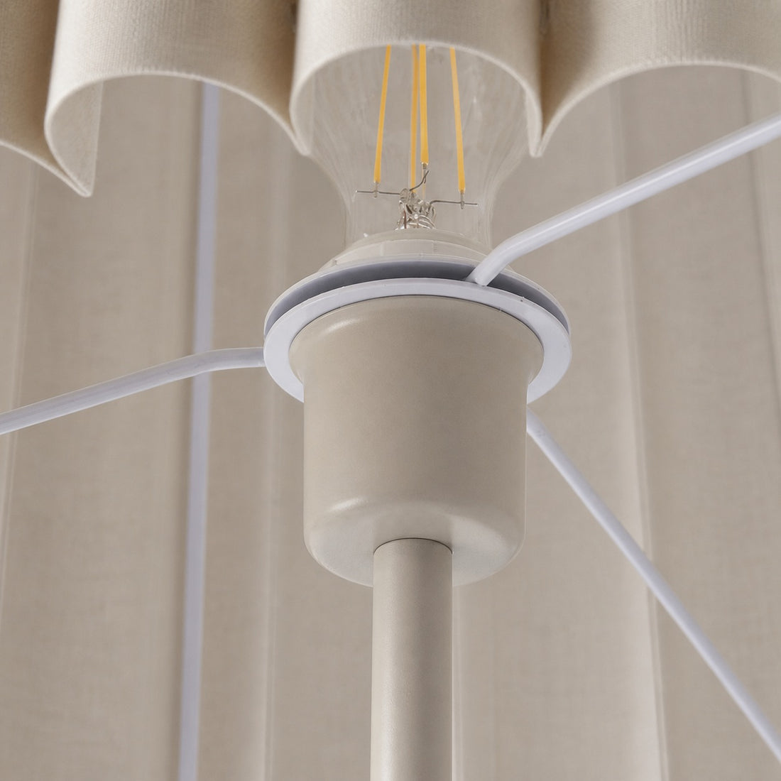 Velura Stand Floor Lamp - Beige Linen Shade and Metal Stand