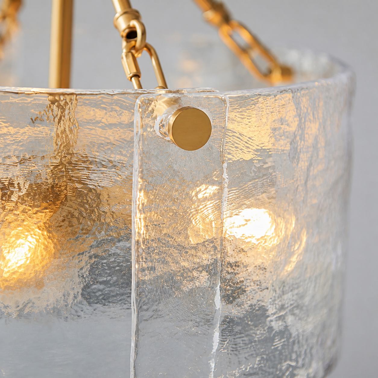 Panellux Decorative Pendant - Handcrafted Curved Glass Panels Brushed Brass Finish for Foyer