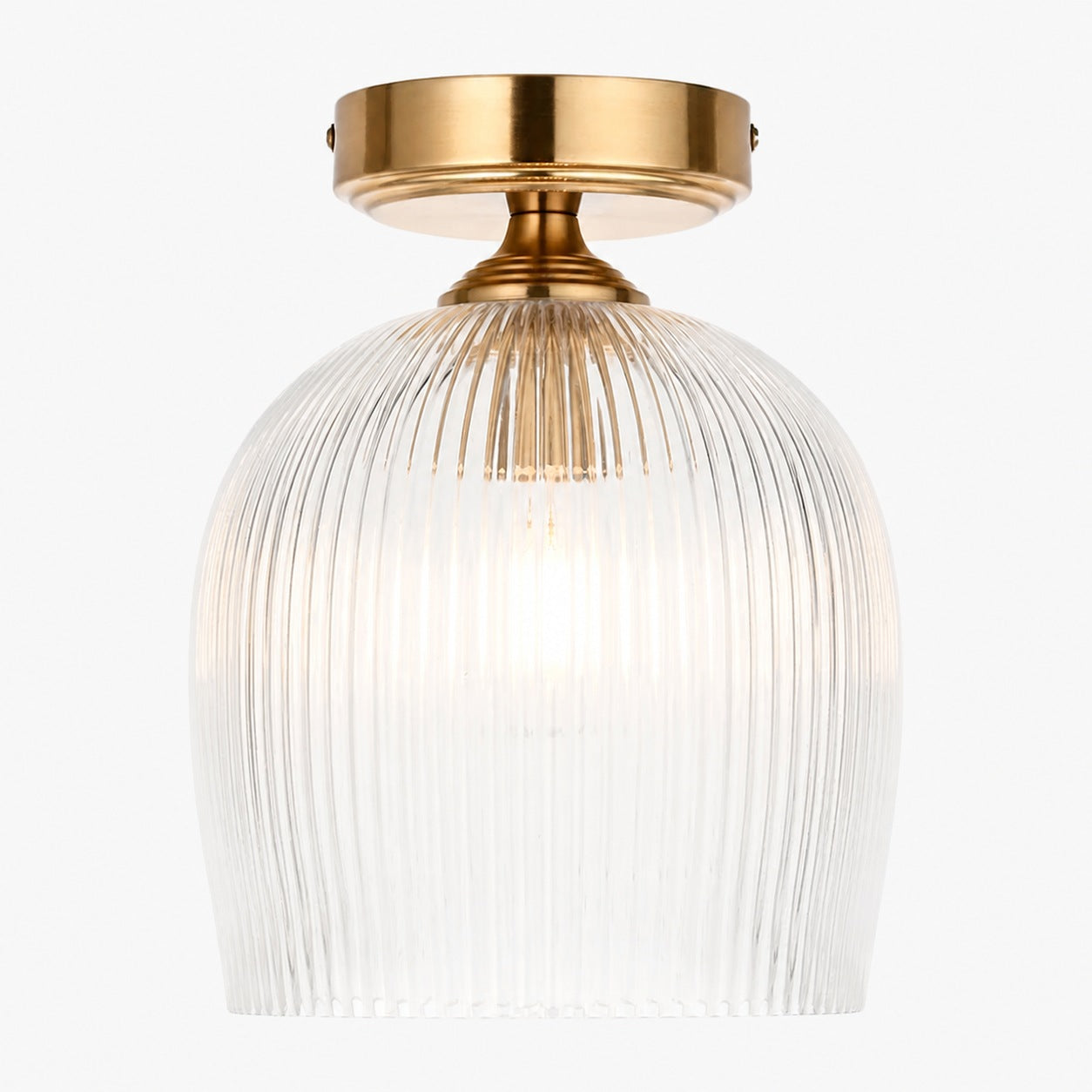 Brazara Dome Ceiling Light - Industrial Ribbed and Clear Glass for Living Room
