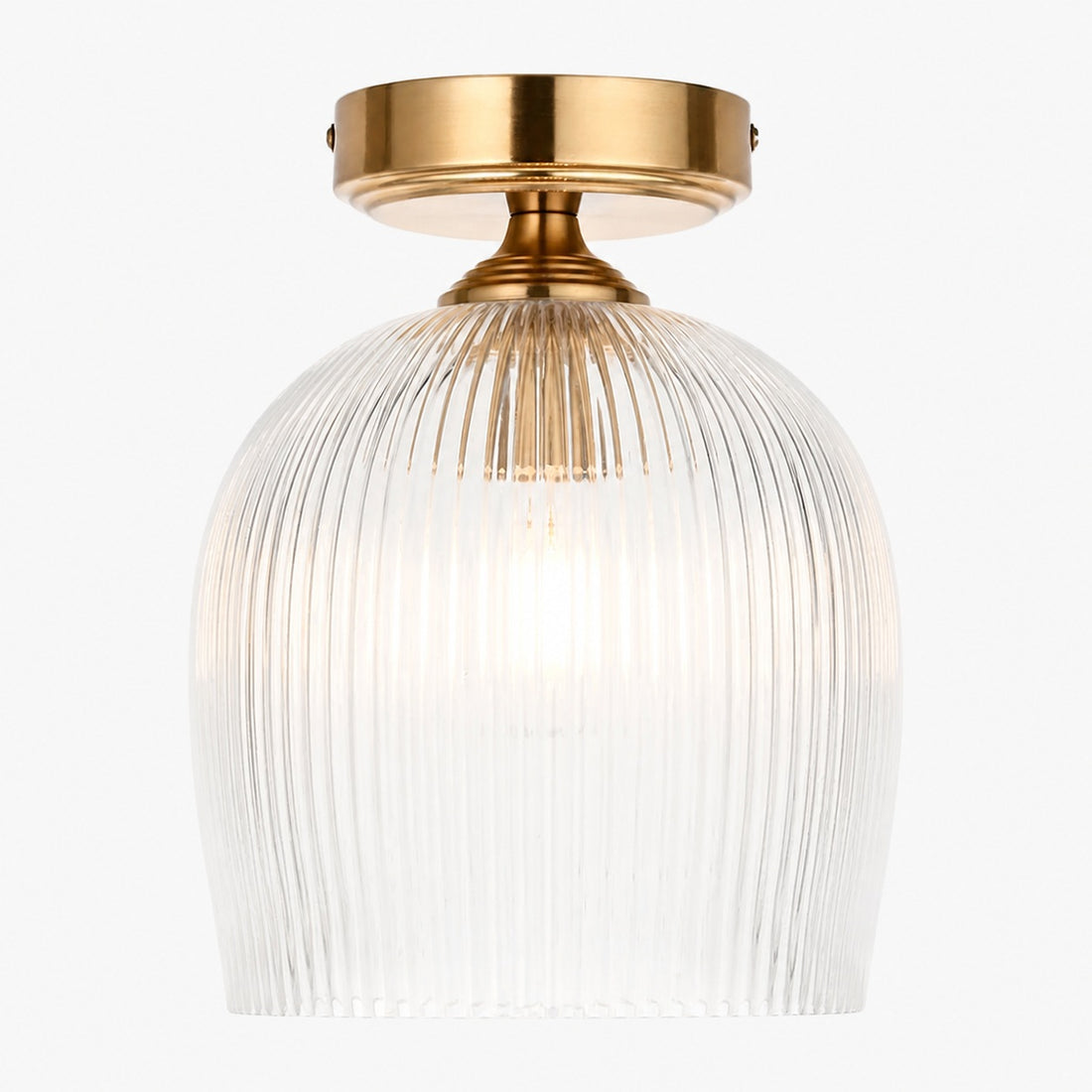 Brazara Dome Ceiling Light - Industrial Ribbed and Clear Glass for Living Room