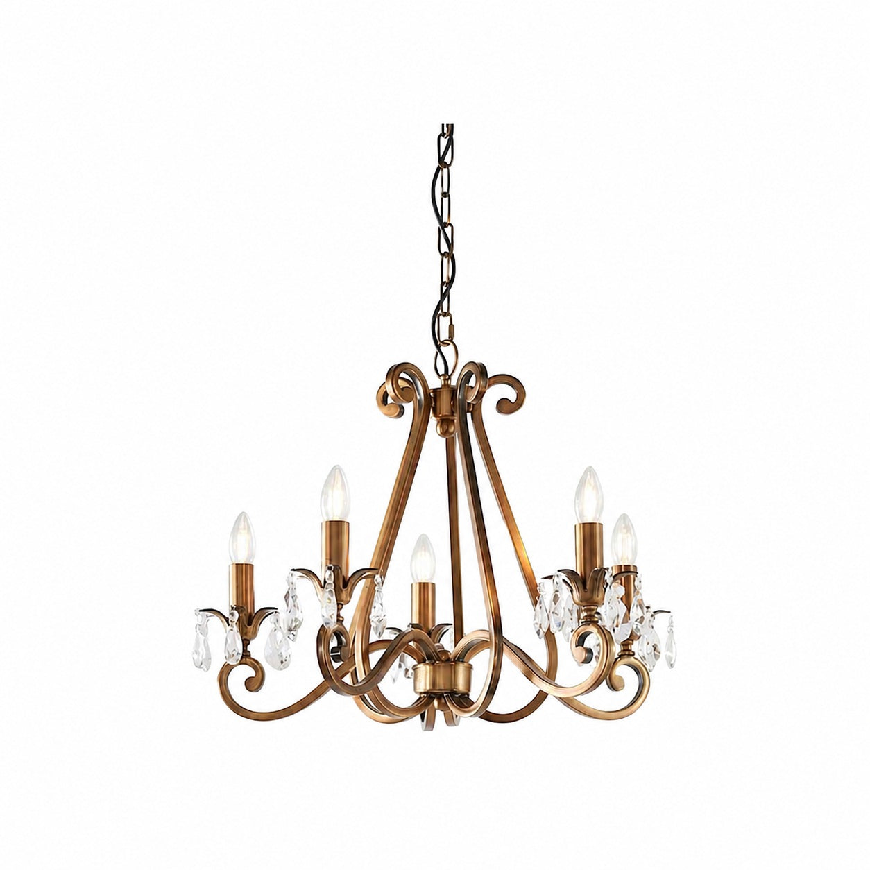 Talonis Crystal Chandelier - Traditional Candle-Style Brass and Nickel for Living Room and Dining Room