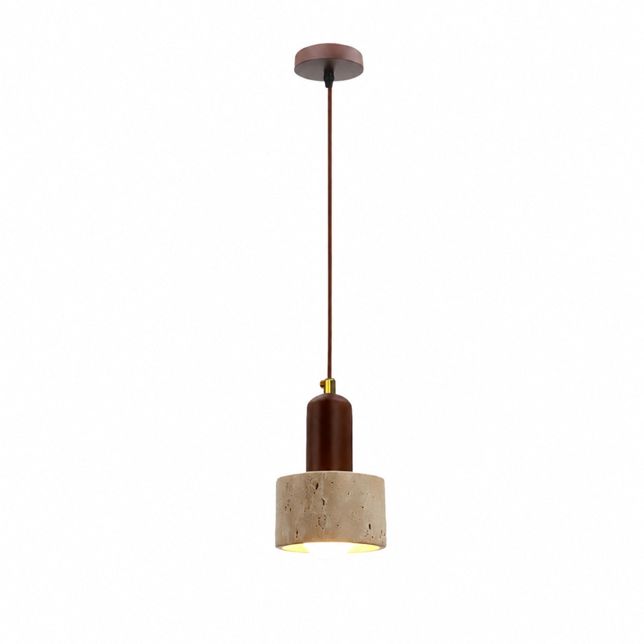 WabiLum Minimalist Japanese Travertine Wood Pendant Light - Elegant Home Lighting for Bedroom