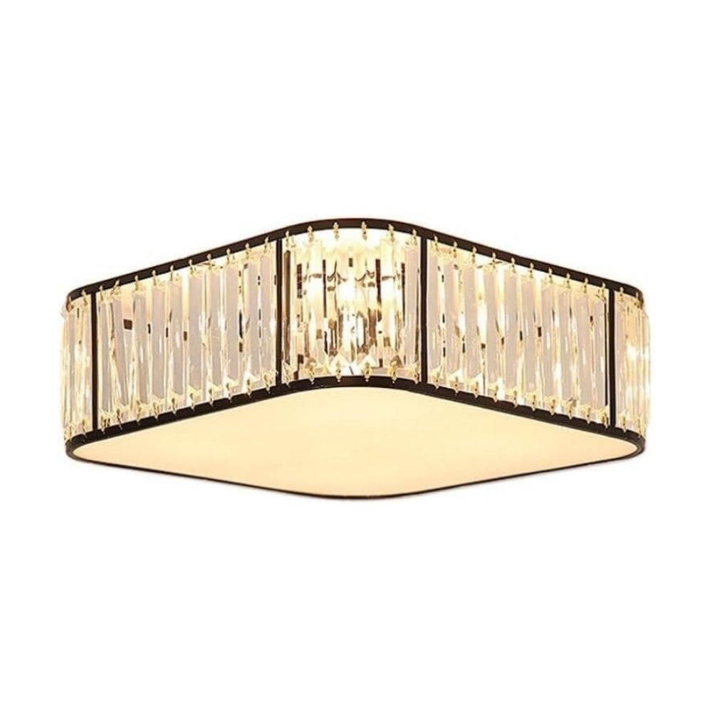 Crystal Glass Flush Mount Ceiling Light - Black Drum Shade Ceiling Light