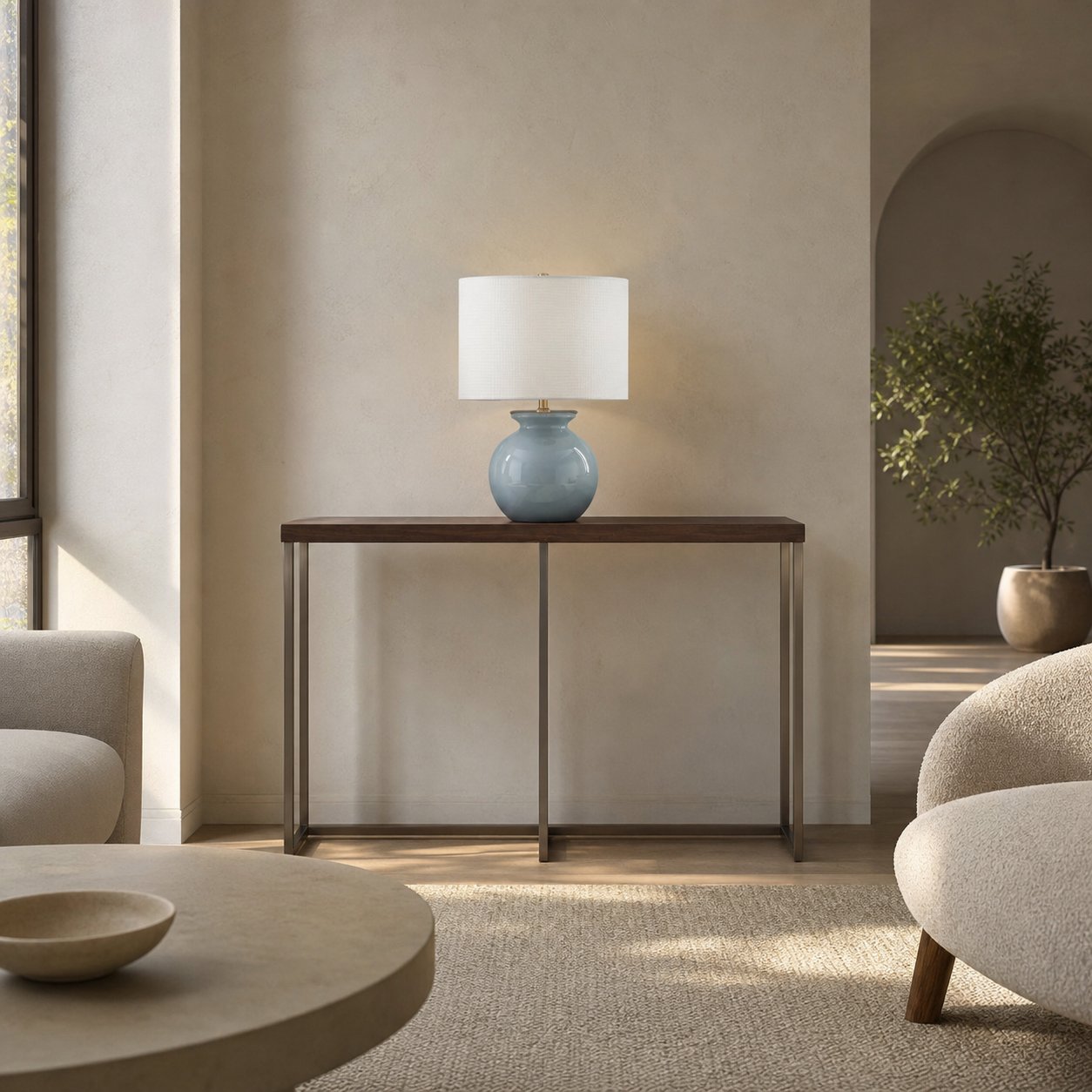 Noria Modern Accent Lamp - Globe Ceramic for Bedroom and Study