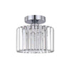 Silver Semi Flush Crystal Ceiling Light - Modern Drum Prismatic Light