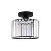 Silver Semi Flush Crystal Ceiling Light - Modern Drum Prismatic Light