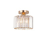 Silver Semi Flush Crystal Ceiling Light - Modern Drum Prismatic Light
