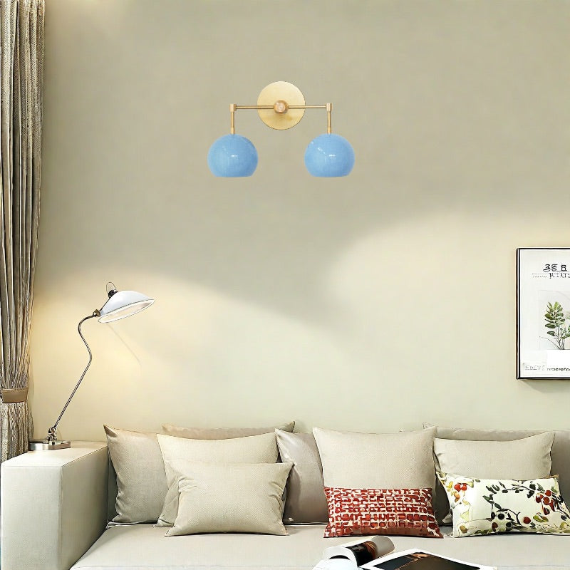 Navy Wall Light - Double Ball Bath Vanity Mirror Wall Sconce