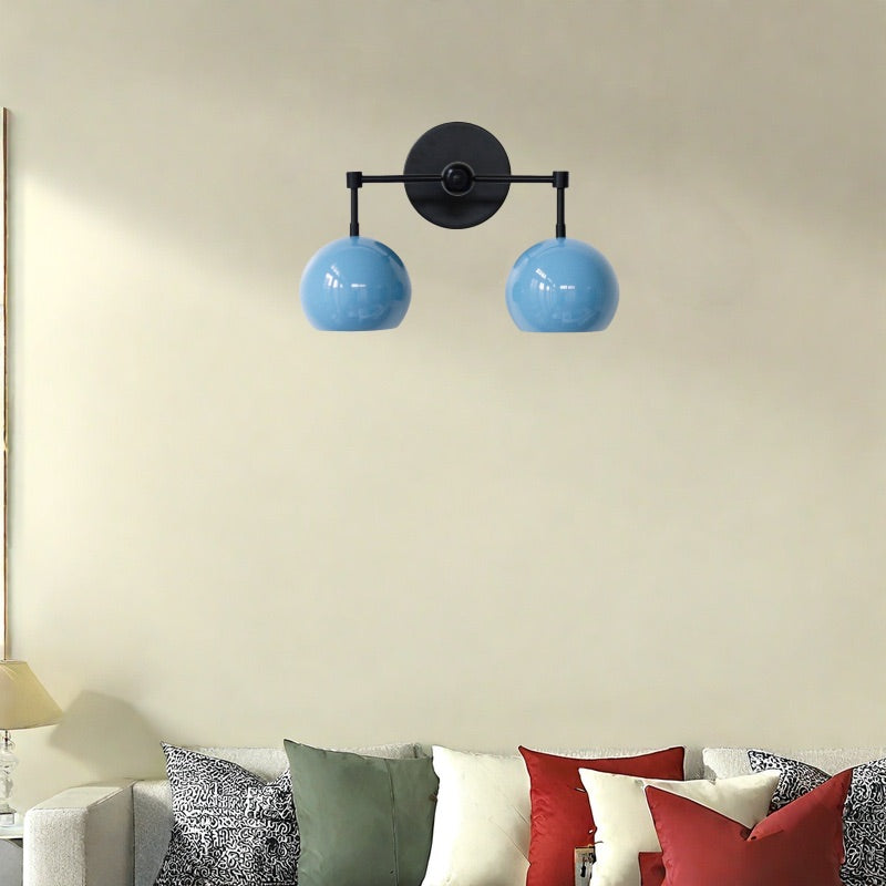 Navy Wall Light - Double Ball Bath Vanity Mirror Wall Sconce
