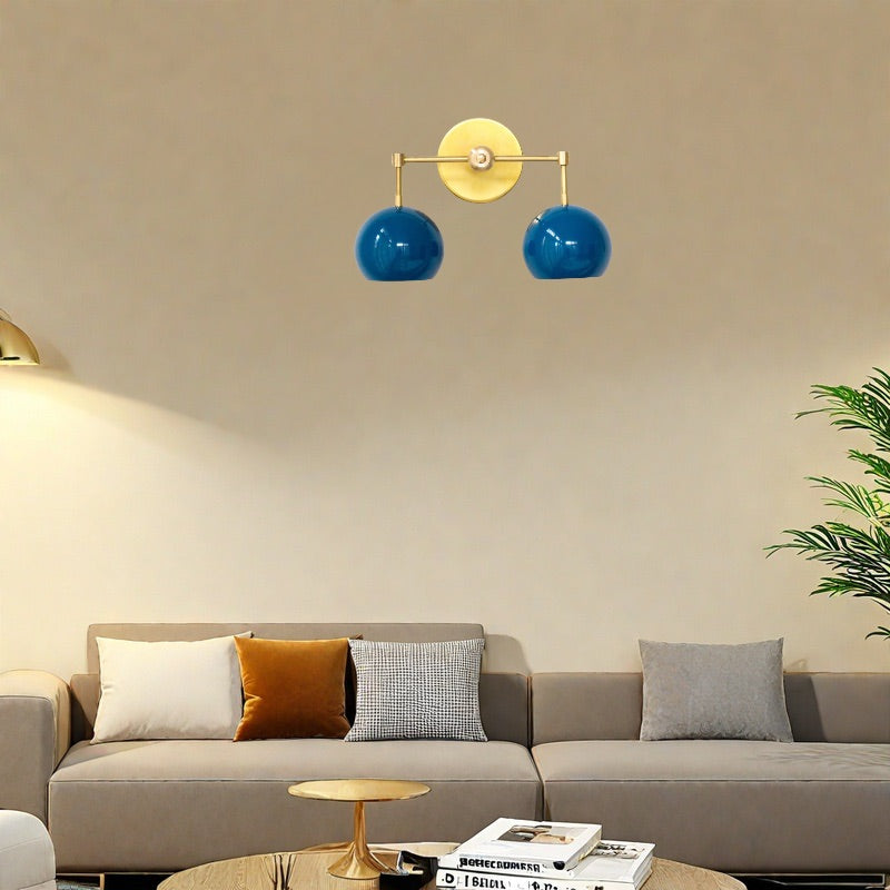 Navy Wall Light - Double Ball Bath Vanity Mirror Wall Sconce