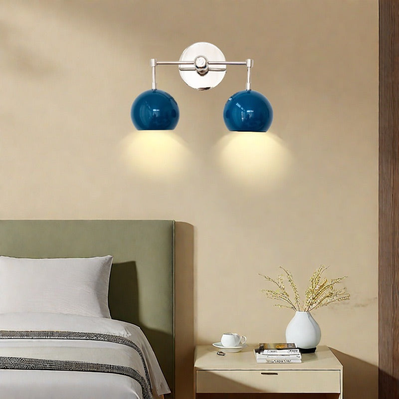 Navy Wall Light - Double Ball Bath Vanity Mirror Wall Sconce