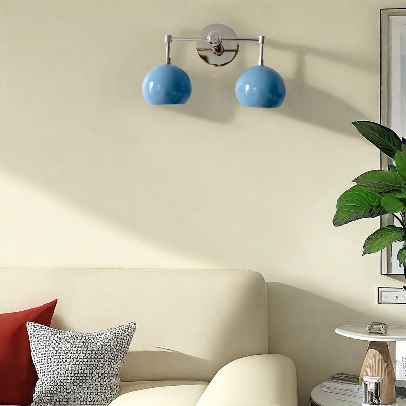 Navy Wall Light - Double Ball Bath Vanity Mirror Wall Sconce